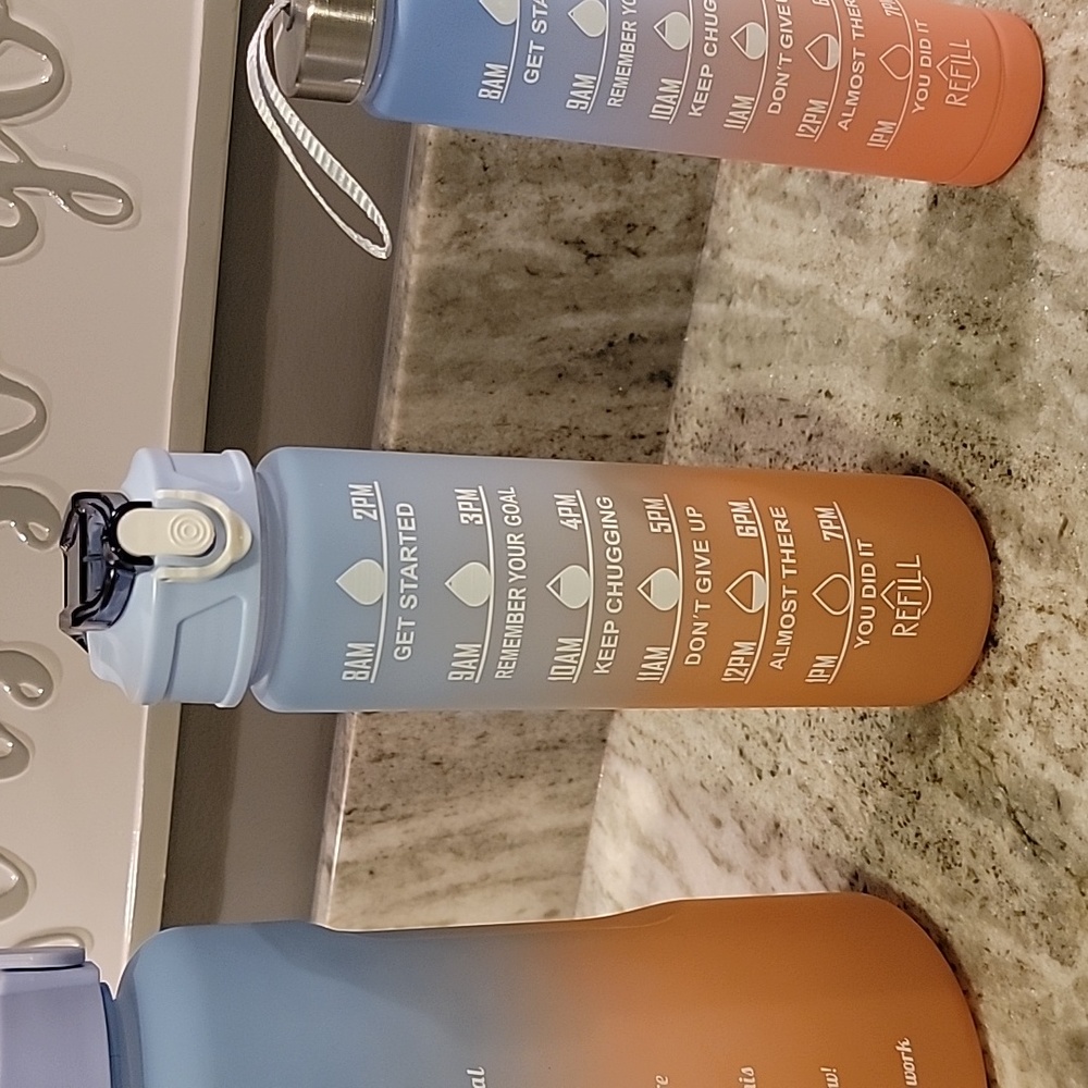 3pc Water Bottle Set gradient blue and orange - Picture 7 of 8